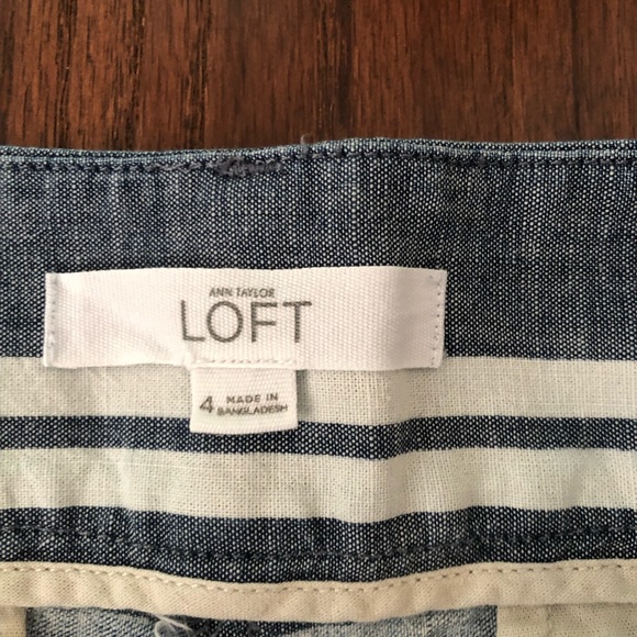 Loft Blue & White Cotton Shorts - Picture 5 of 8